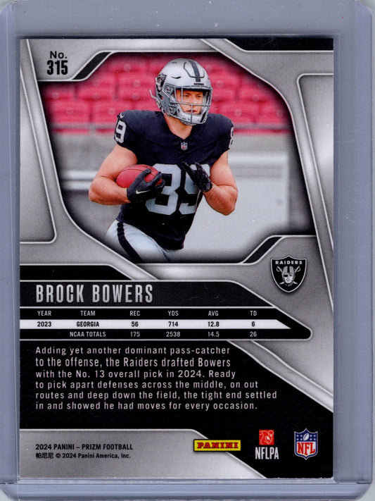 2024 Panini Prizm - Rookies Brock Bowers #315 (RC)