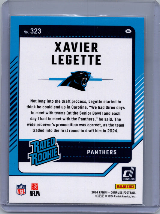 2024 PANINI DONRUSS FOOTBALL PANTHERS XAVIER LEGETTE #323 ROOKIE RC