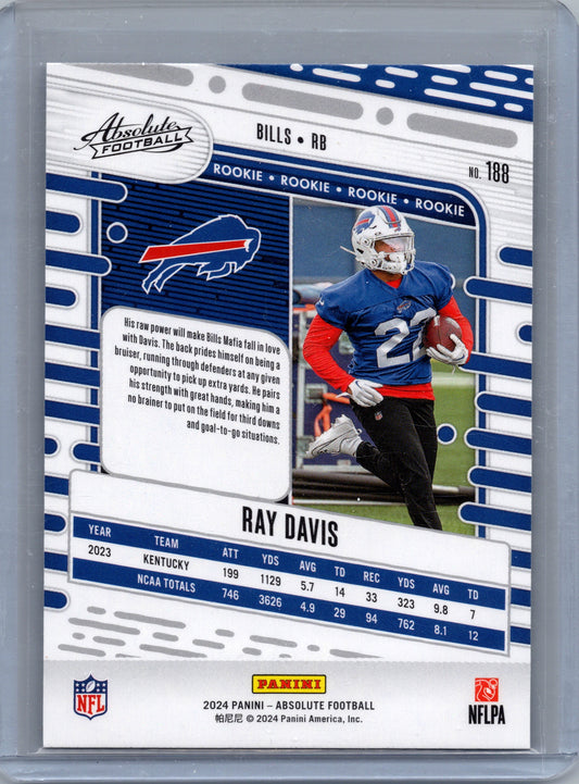 2024 Panini Absolute Football Ray Davis Rookie RC #188