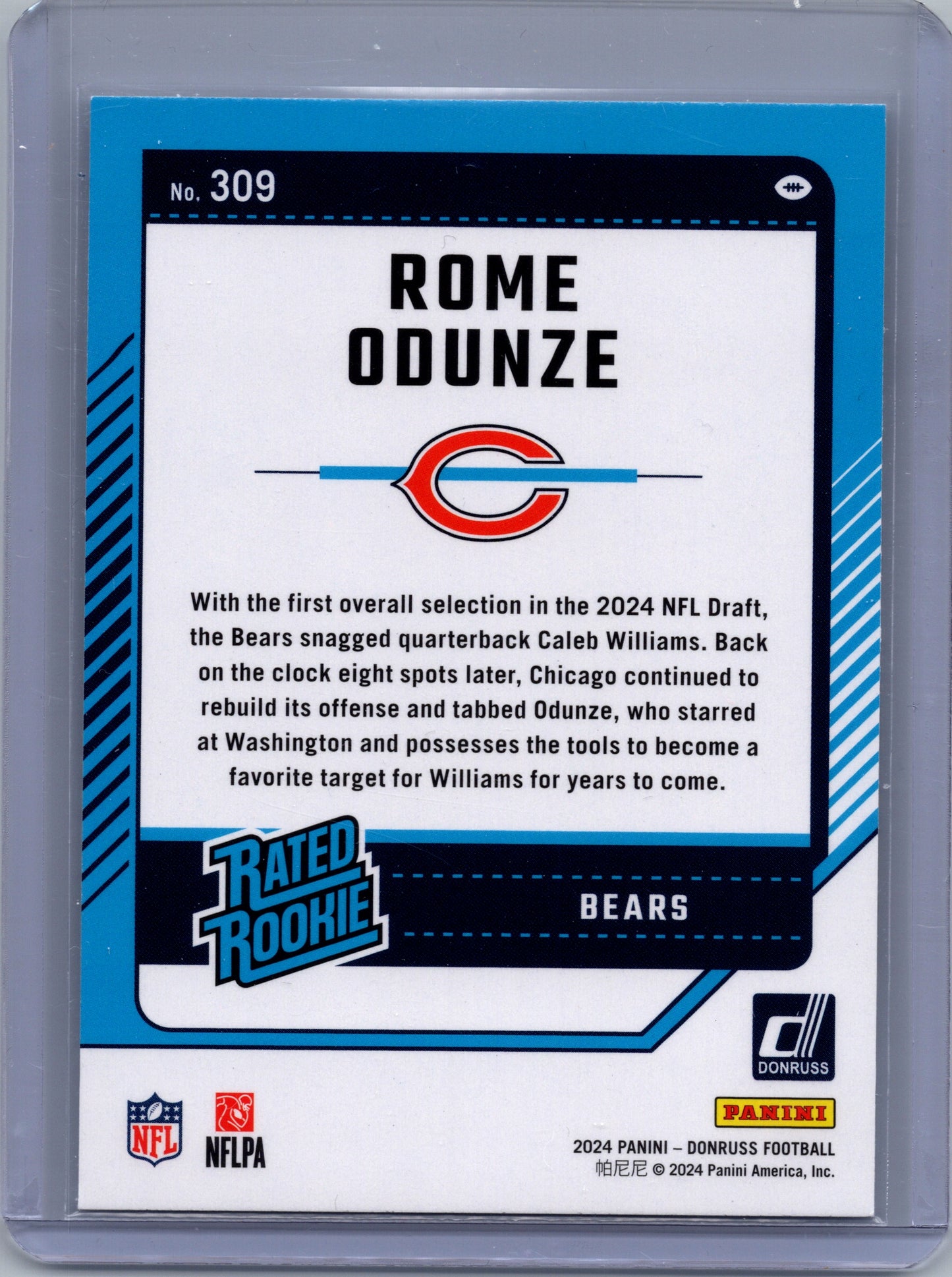 2024 Rome Odunze Panini Donruss - Rated Rookie #309 (RC)