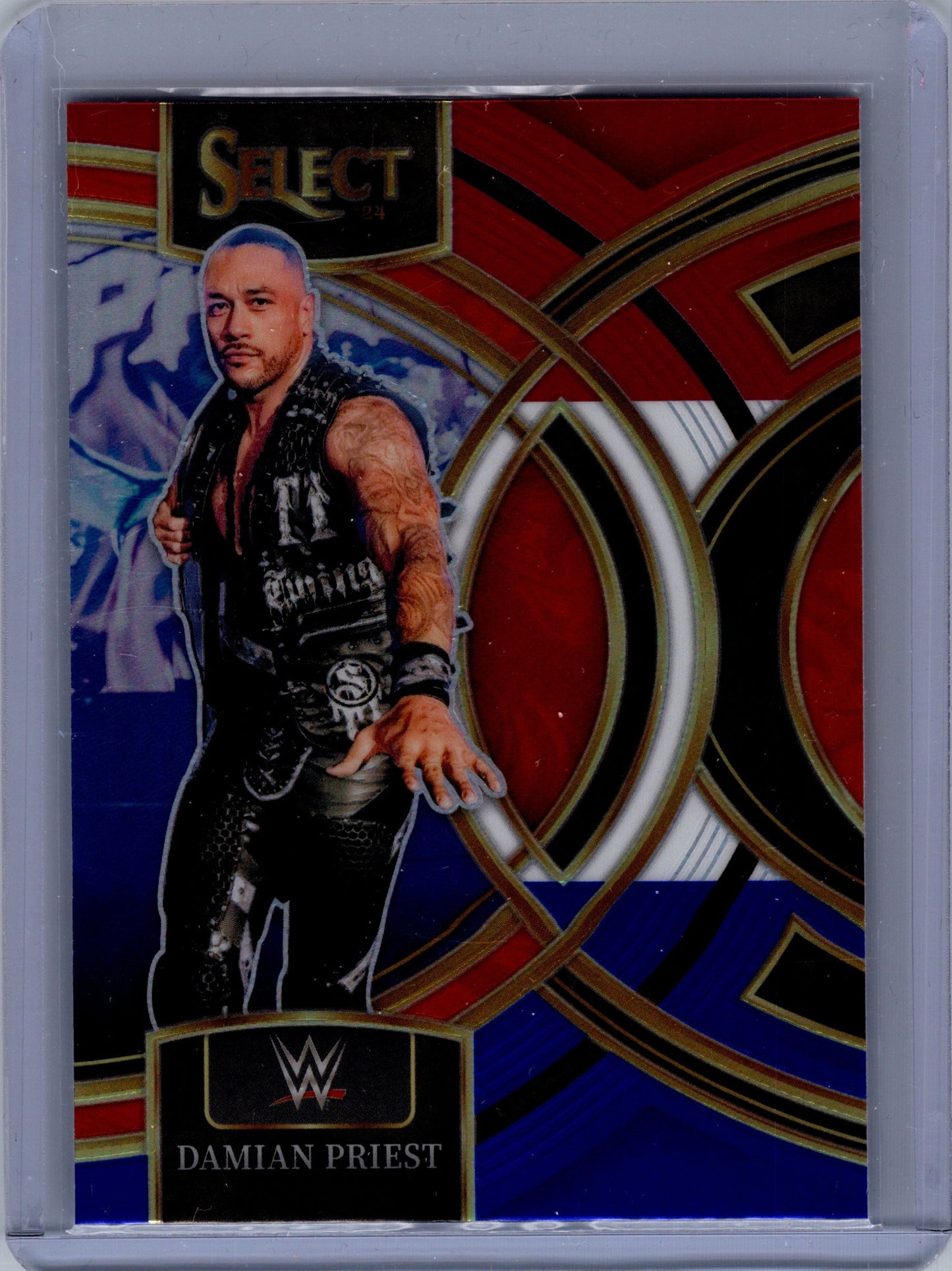 2024 Panini Select WWE Damian Priest #107 Premier Red-Blue Prizm