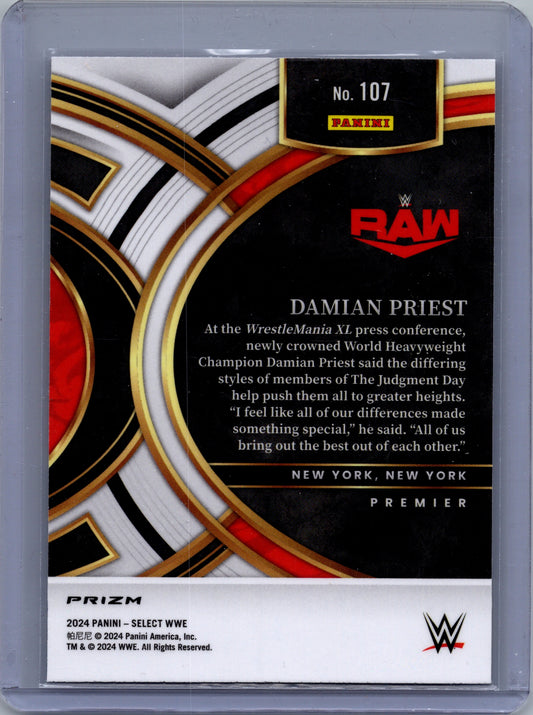 2024 Panini Select WWE Damian Priest #107 Premier Red-Blue Prizm