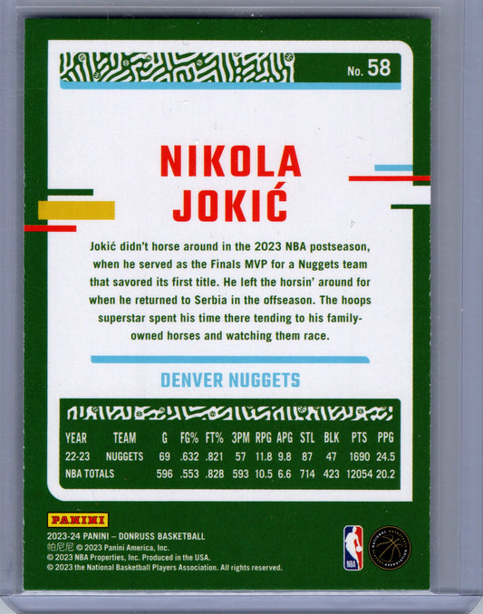 2023-24 Panini Donruss Basketball #58 NIKOLA JOKIC DENVER NUGGETS