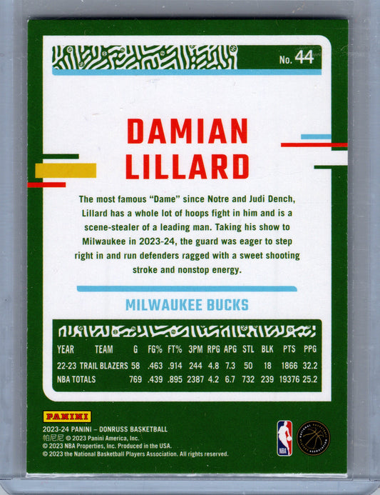 2023-24 Panini Donruss Basketball- #44 Damian Lillard