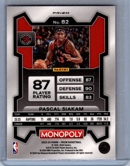 2023-24 Panini Prizm Monopoly #82 Pascal Siakam Purple Toronto Raptors