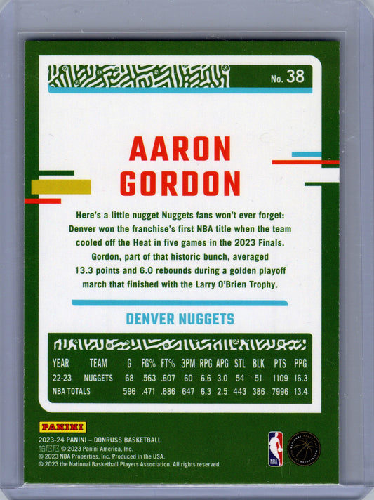 2023-24 Panini Donruss Basketball #38 Aaron Gordon Green Holo Laser