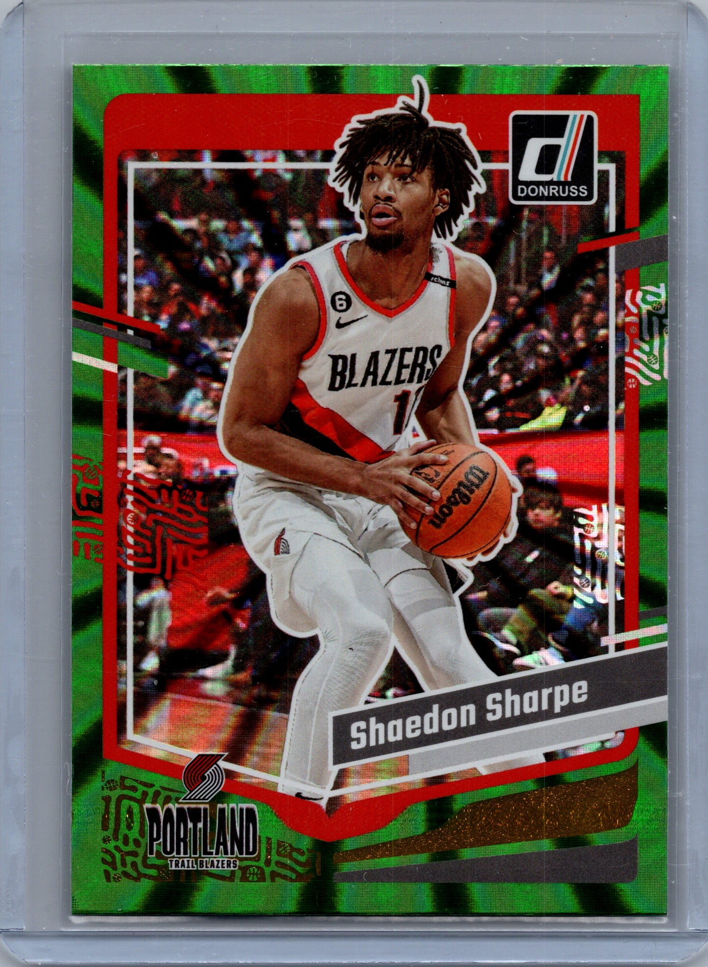 2023-24 Panini Donruss Basketball #124 Shaedon Sharpe Green Holo Laser