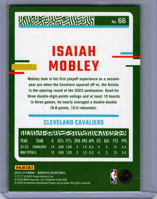 2023-24 Panini Donruss Basketball #66 Isaiah Mobley Green Laser Holo