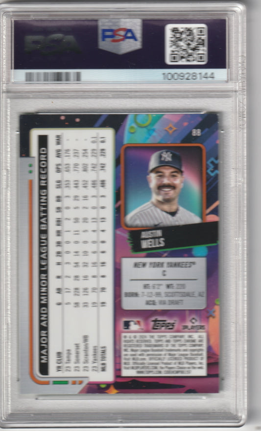 2024 Cosmic Chrome Austin Wells Rookie, NY Yankees Green Space Dust #88 PSA 9