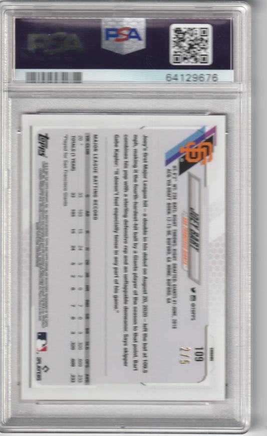 2021 Topps Chrome Joey Bart Red Wave Refractor Image Variation 2 / 5 PSA 10