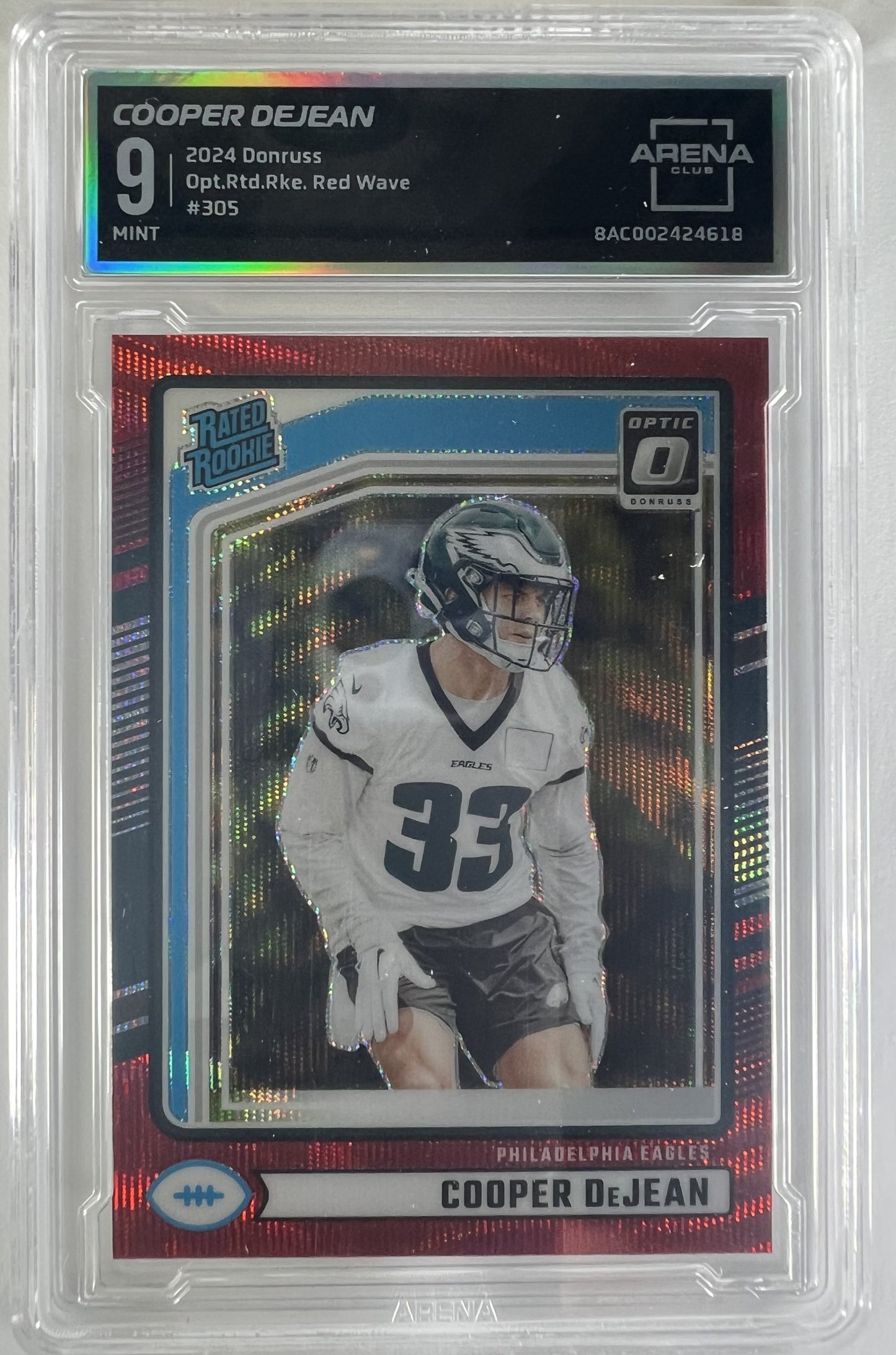 2024 Donruss Cooper DeJean #305 Optic RR Red Wave RC - ARENA CLUB 9 !!