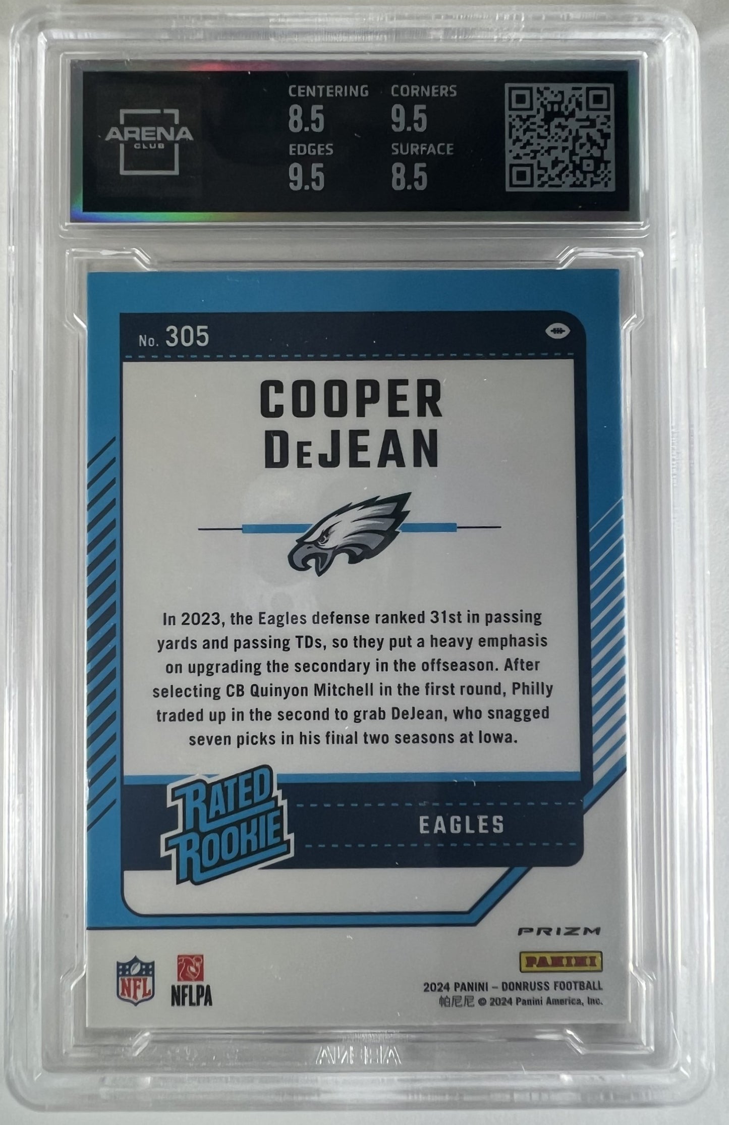 2024 Donruss Cooper DeJean #305 Optic RR Red Wave RC - ARENA CLUB 9 !!