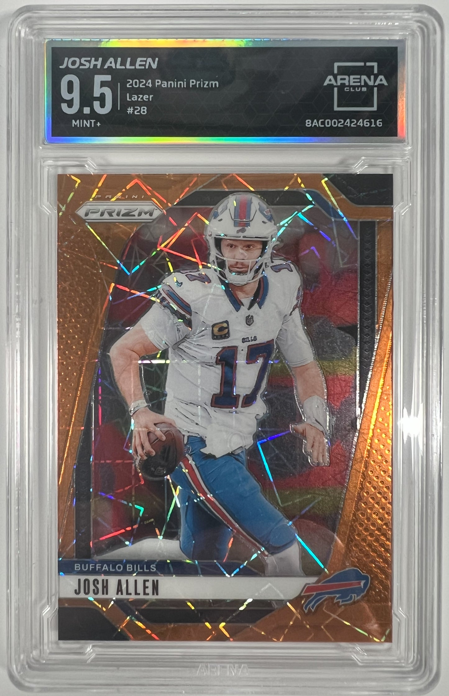 2024 Panini Prizm Football Josh Allen Orange Lazer #28 GEM Arena Club 9.5