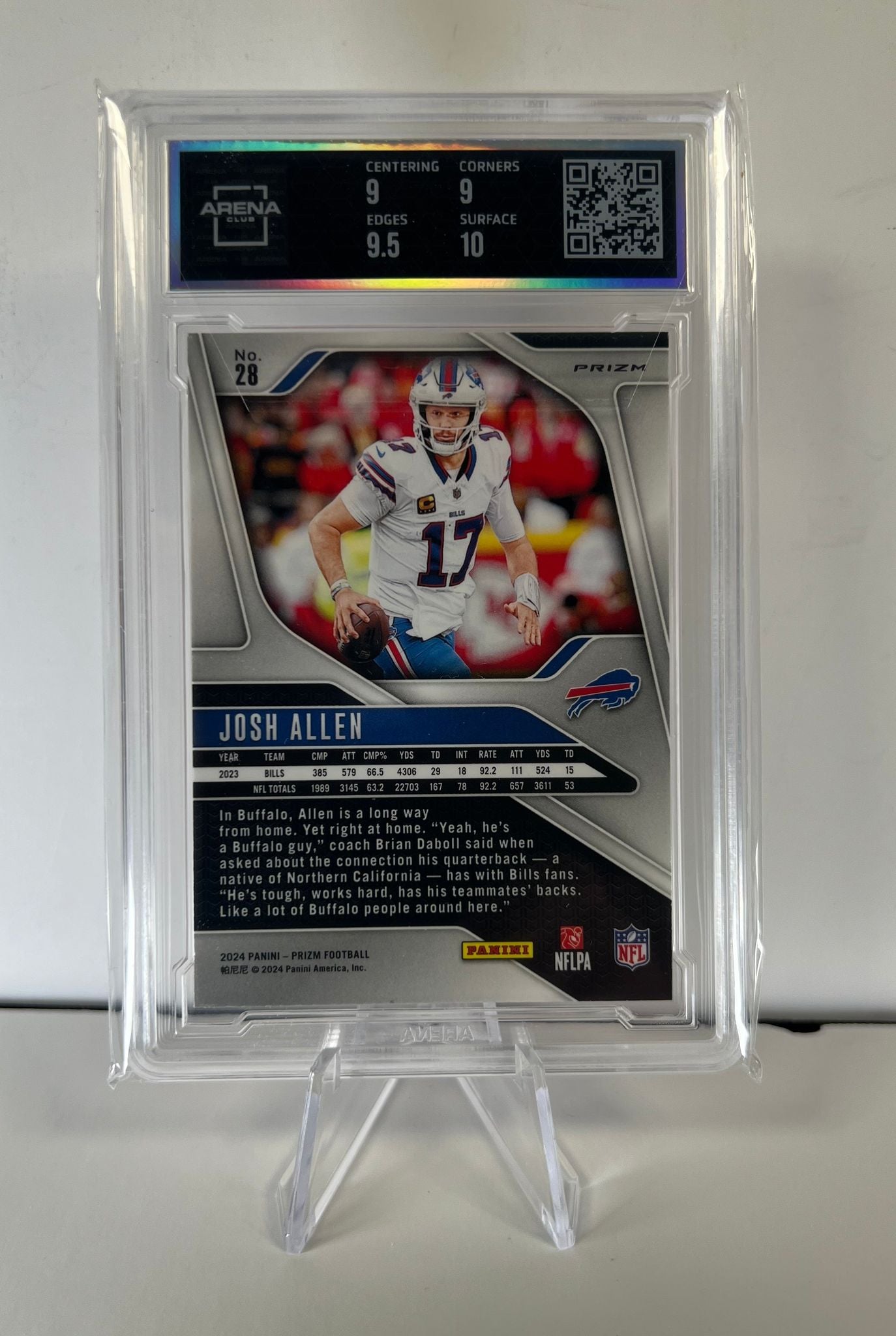 2024 Panini Prizm Football Josh Allen Orange Lazer #28 GEM Arena Club 9.5