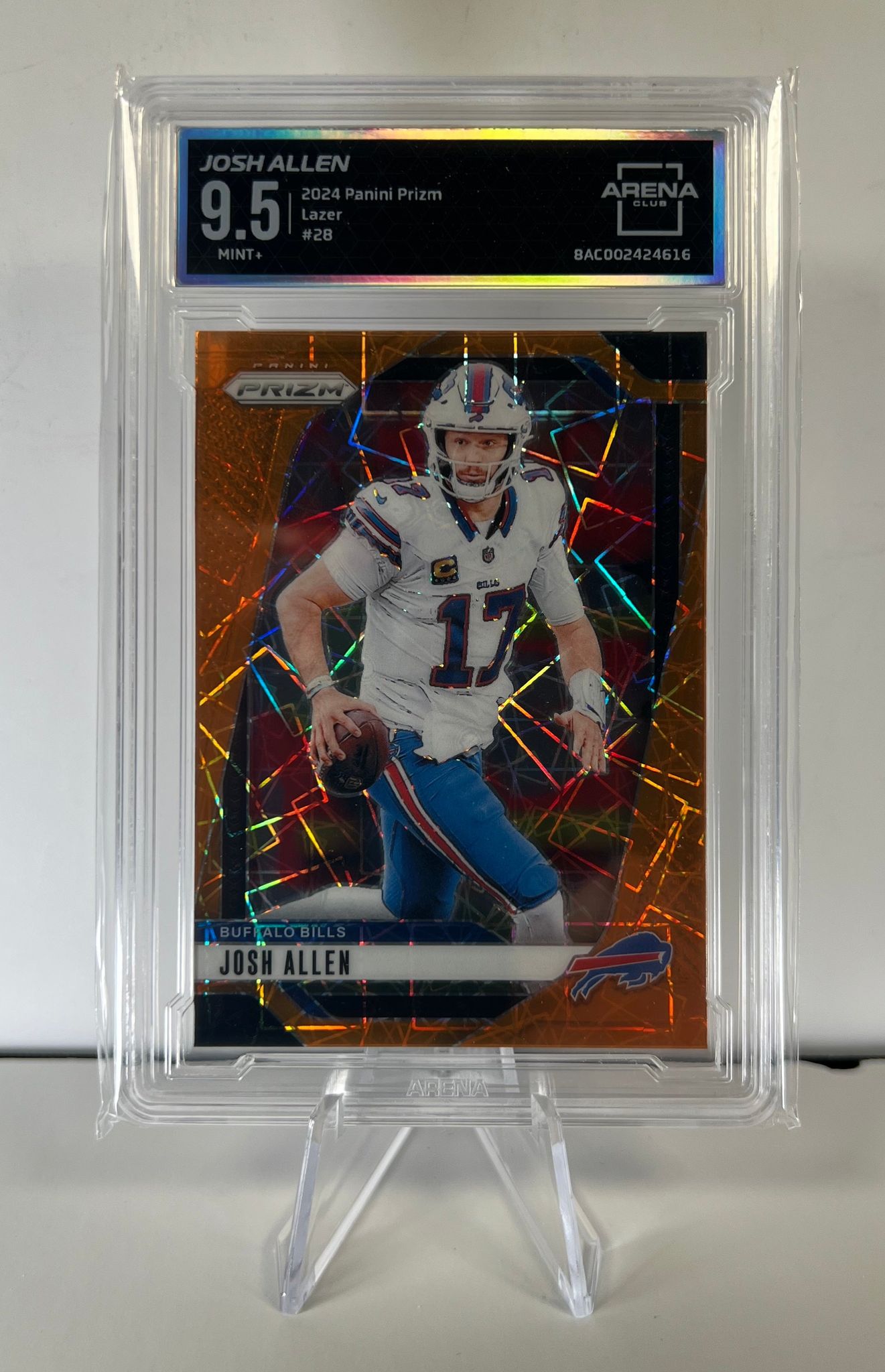 2024 Panini Prizm Football Josh Allen Orange Lazer #28 GEM Arena Club 9.5