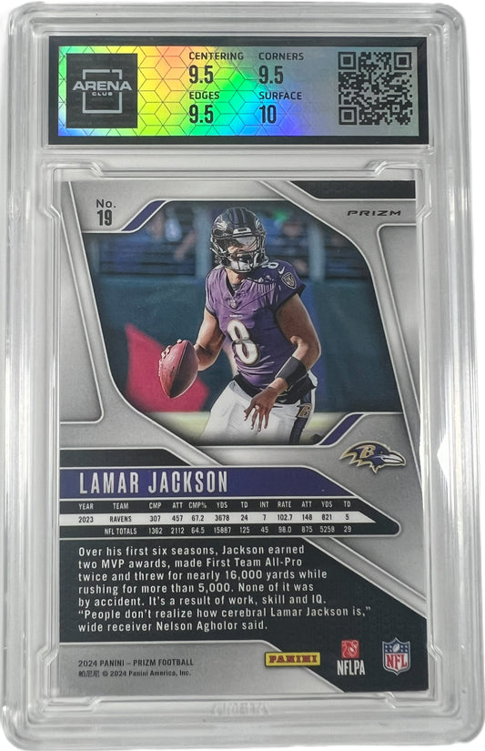 2024 Panini Prizm Football Lamar Jackson #19 Silver Arena Club 10
