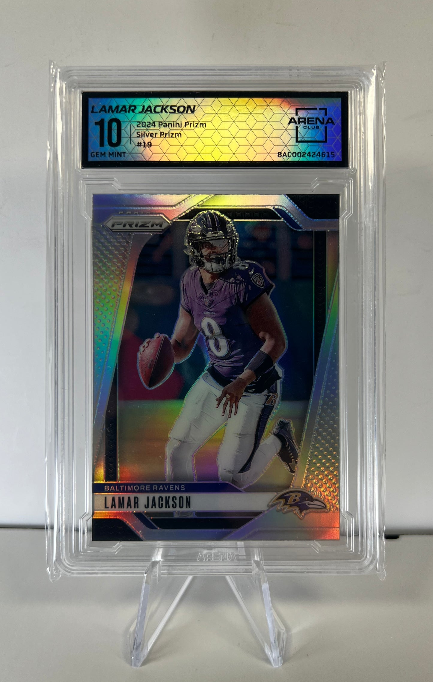 2024 Panini Prizm Football Lamar Jackson #19 Silver Arena Club 10