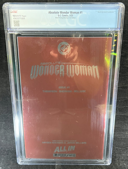 2024 Absolute Wonder Woman #1 3rd print 2024 DC CGC 9.8 Sherman Foil Variant
