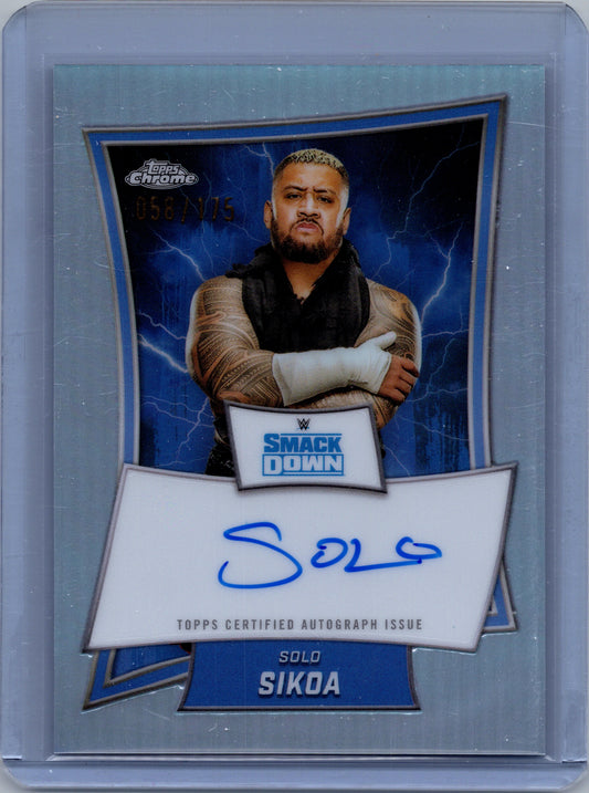 2024 - 2025 WWE Topps Chrome Solo Sikoa #BBA-SOL Refractor Auto #58/175