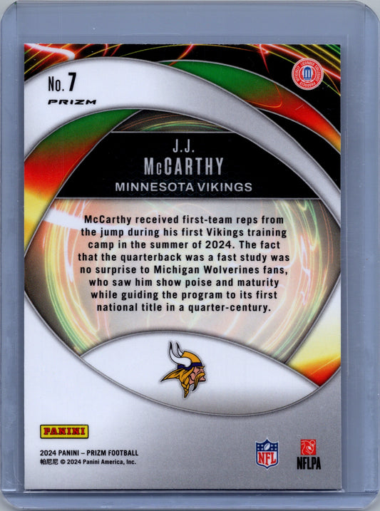2024 Panini Prizm - Portals J.J. McCarthy #7 Green Ice Prizm (RC)