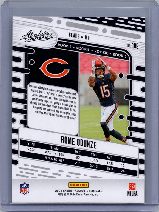 2024 Panini Absolute #109 Rome Odunze Black