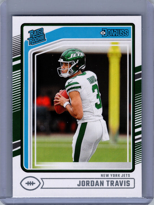 Jordan Travis 2024 Donruss #349 Rated Rookie Base RC Jets , NM or Better !!
