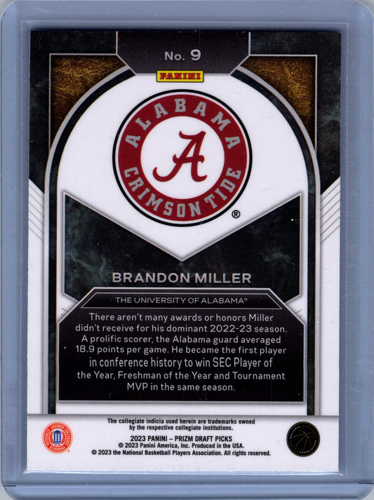 2023 Panini Prizm Draft Picks - Brilliance Brandon Miller #9 (RC)