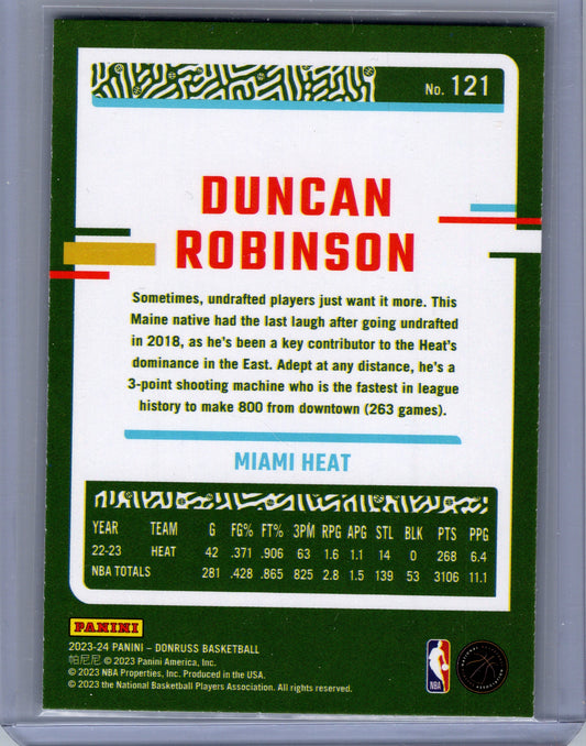 2023-24 Panini Donruss Basketball #121 Duncan Robinson Green Laser Holo