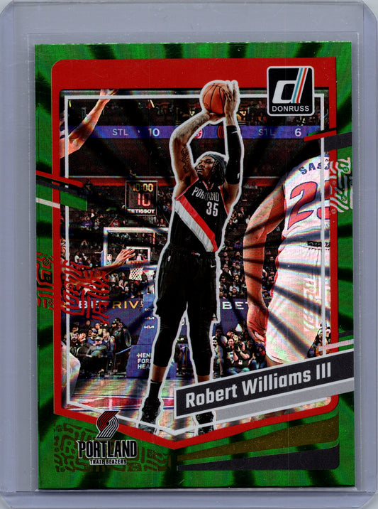 2023-24 Panini Donruss Basketball #81 Robert Williams III Green Laser Holo Portland Trail Blazers