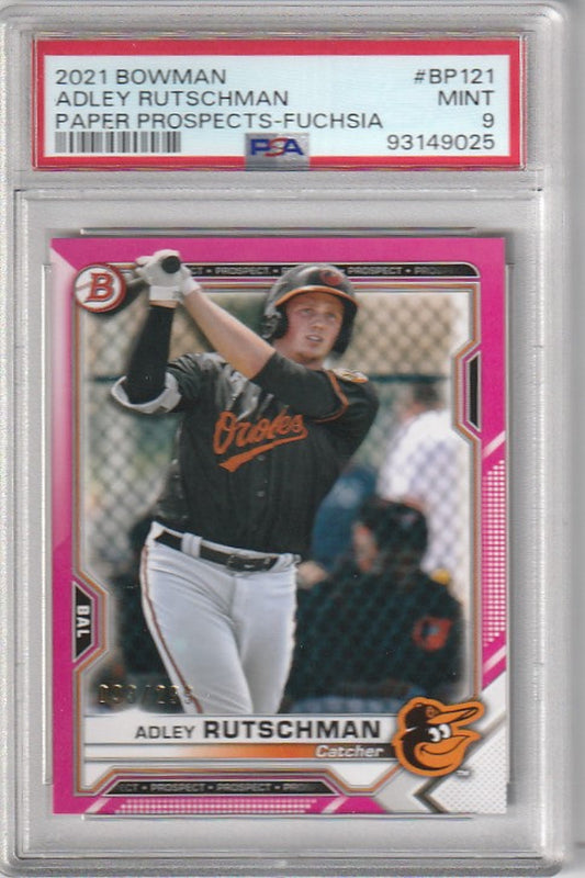 2021 Bowman Chrome Prospects Fuchsia Refractor Adley Rutschman PSA 9 #093/299