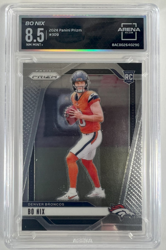2024 Panini Prizm Football Bo Nix #309 Rookie RC Arena Club 8.5