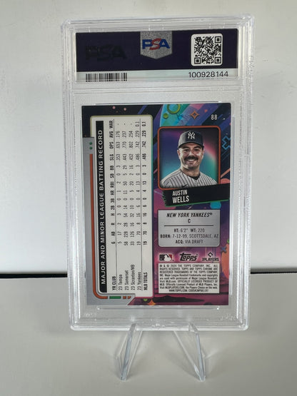 2024 Cosmic Chrome Austin Wells Rookie, NY Yankees Green Space Dust #88 PSA 9