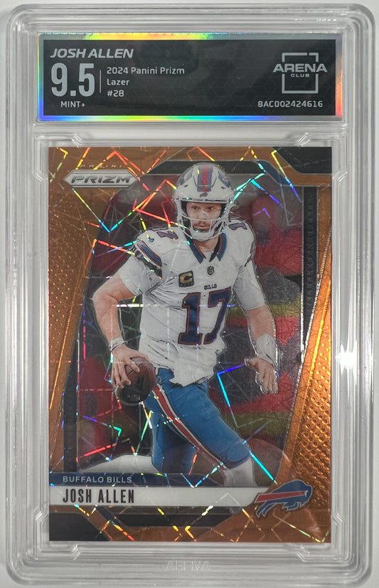 2024 Panini Prizm Football Josh Allen Orange Lazer #28 GEM Arena Club 9.5