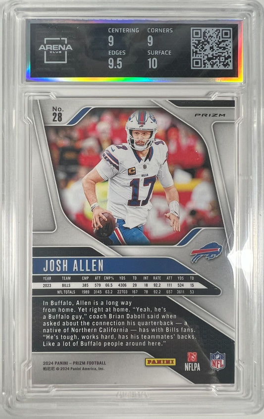 2024 Panini Prizm Football Josh Allen Orange Lazer #28 GEM Arena Club 9.5