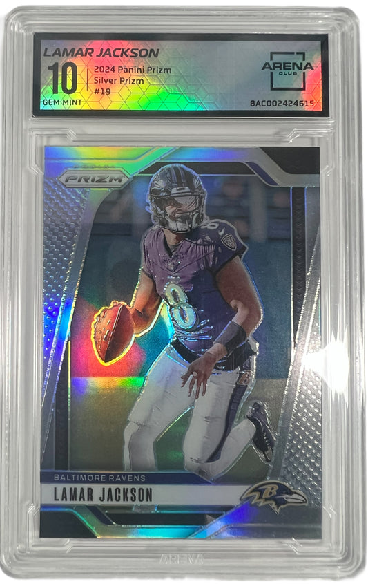 2024 Panini Prizm Football Lamar Jackson #19 Silver Arena Club 10
