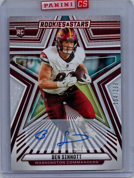 2024 Panini Rookies & Stars Ben Sinnott Auto #104/299 Red Prizm #106 Rookie RC