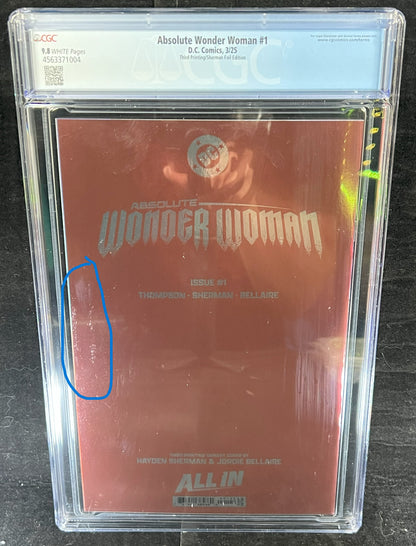 2024 Absolute Wonder Woman #1 3rd print 2024 DC CGC 9.8 Sherman Foil Variant